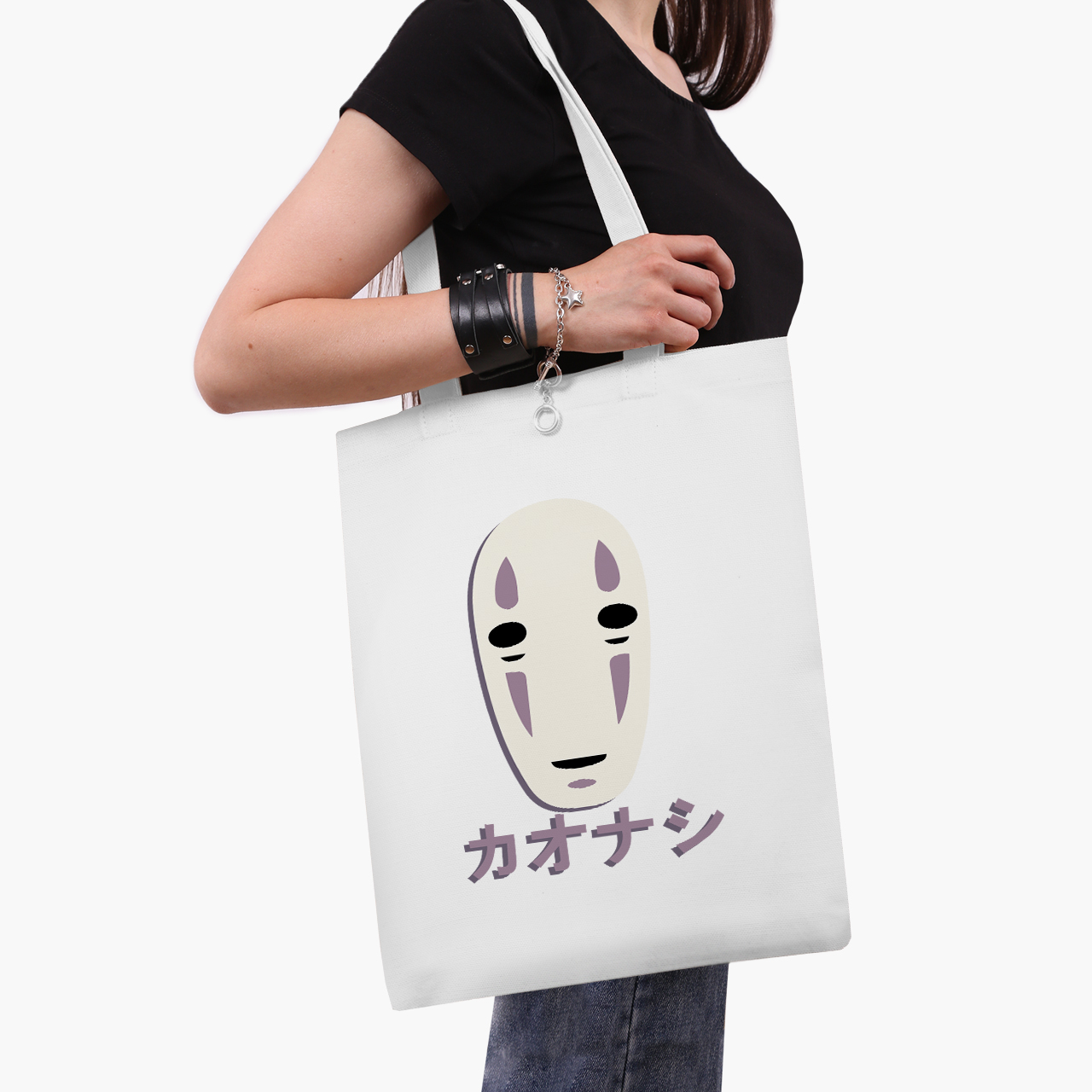 

Эко сумка шоппер Унесённые призраками Безликий Бог Каонаси (Spirited Away Faceless God Kaonashi) (9227-2646) 41x35 см Белый