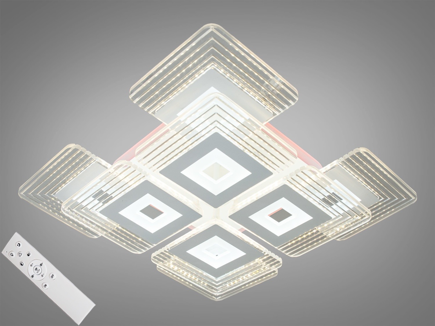 

Потолочная стильная LED люстра AlexMosh с диммером и подсветкой 150W цвет белый (877)