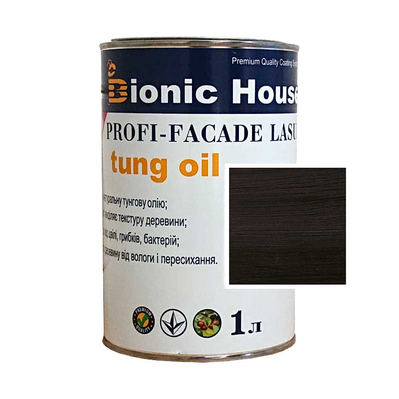 

Краска для дерева PROFI-FACADE LASUR tung oil 1л Черный