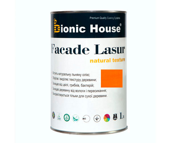 

Краска для дерева FACADE LASUR Bionic-House 1л Пиния