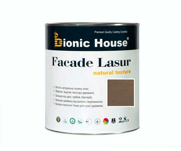 

Краска для дерева FACADE LASUR Bionic-House 2,8л Умбра