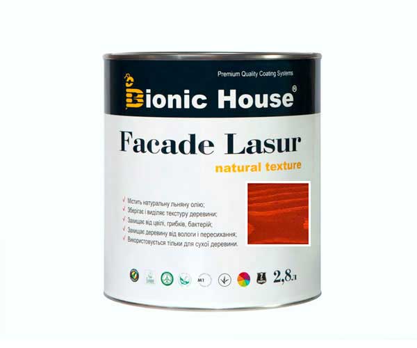 

Краска для дерева FACADE LASUR Bionic-House 2,8л Тик