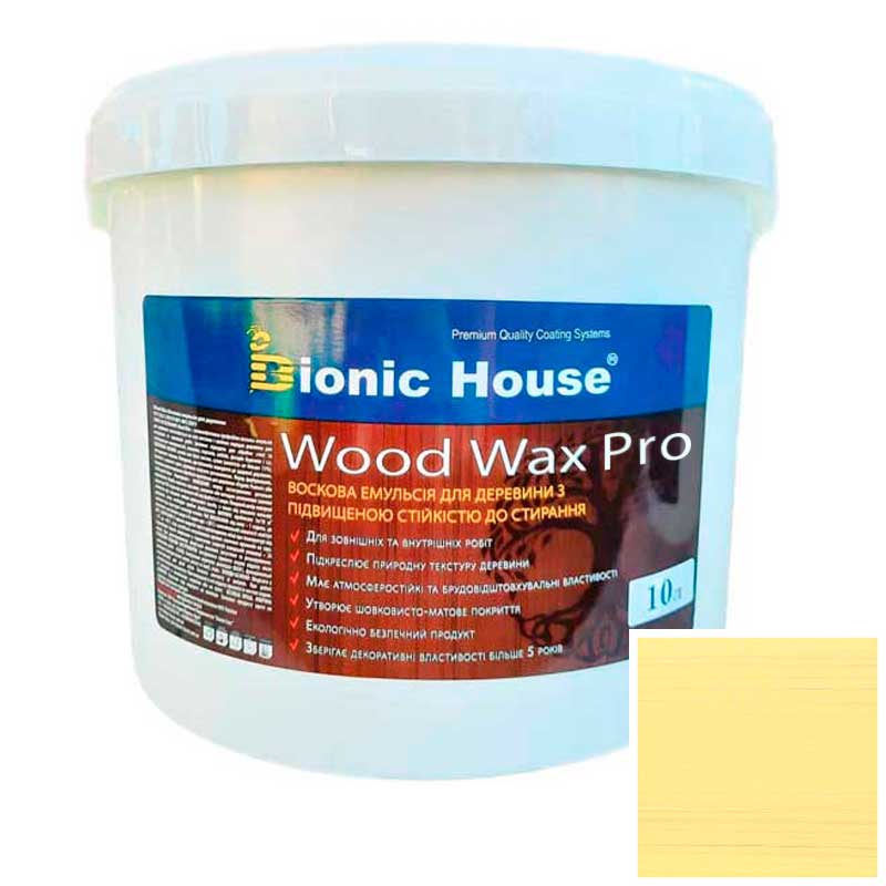 

Краска для дерева WOOD WAX PRO безцветная база Bionic-House 10л Медовый