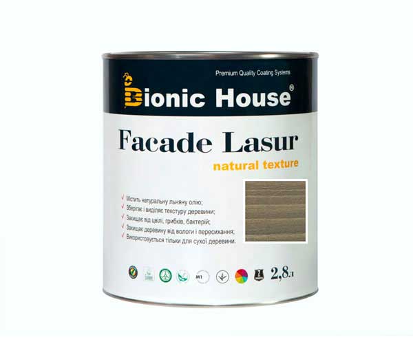 

Краска для дерева FACADE LASUR Bionic-House 2,8л Ольха