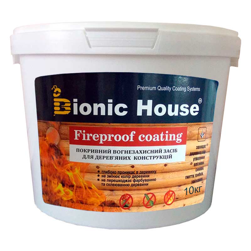

Огнебиозащитная краска Fire Proof Coating Bionic-House 10кг Белая