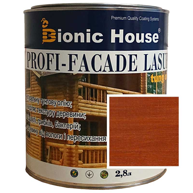 

Краска для дерева PROFI-FACADE LASUR tung oil 2,8л Каштан