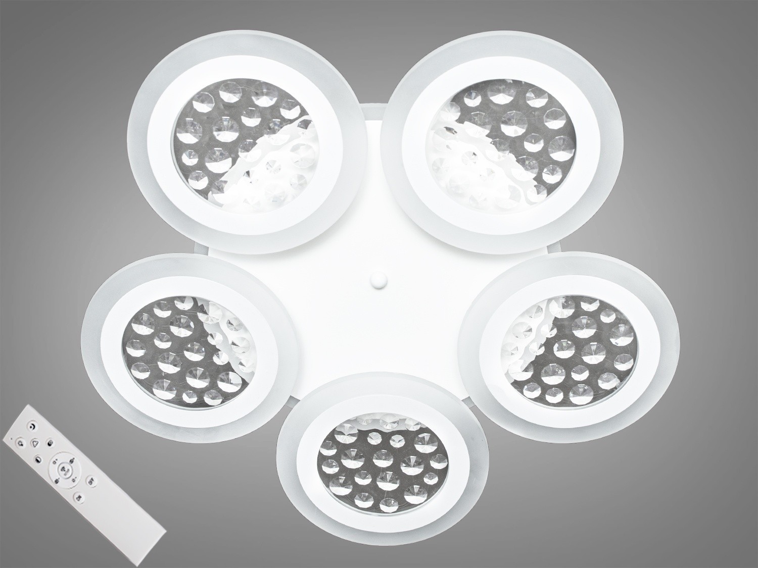 

Потолочная стильная LED люстра AlexMosh с диммером и подсветкой 130W цвет белый (870)