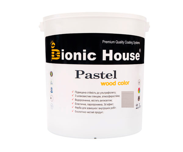 

Краска для дерева PASTEL Wood Color Bionic-House 2,5л Грей Р217