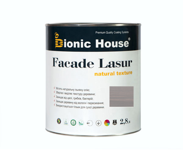 

Краска для дерева FACADE LASUR Bionic-House 2,8л Пепел А117