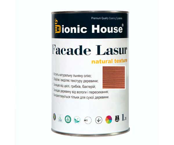 

Краска для дерева FACADE LASUR Bionic-House 1л Сандал