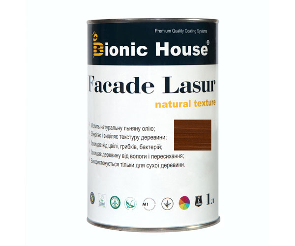 

Краска для дерева FACADE LASUR Bionic-House 1л Орех А110