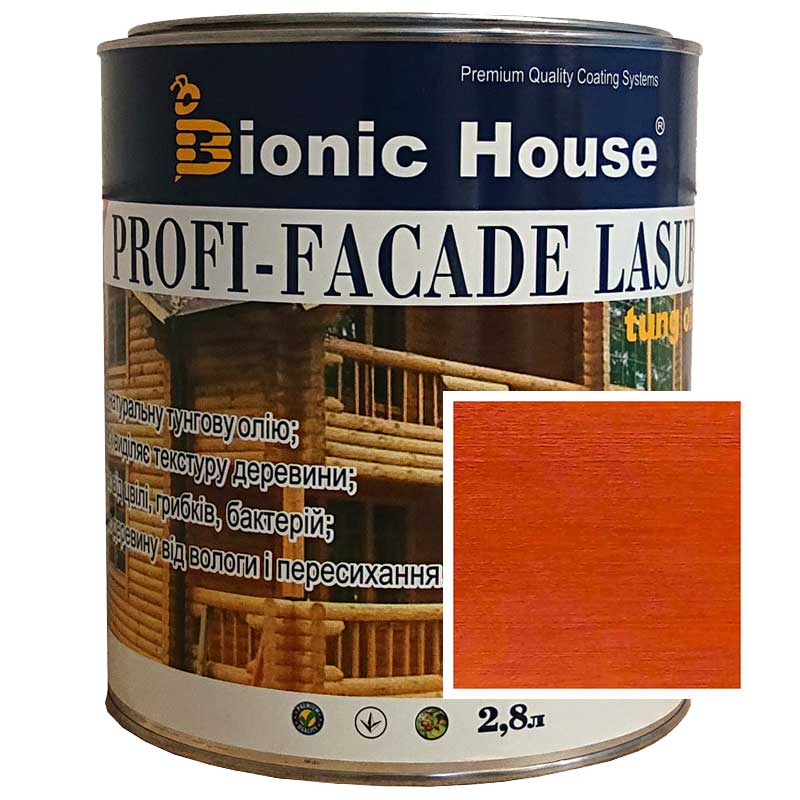 

Краска для дерева PROFI-FACADE LASUR tung oil 2,8л Махагон