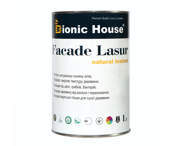 

Краска для дерева FACADE LASUR Bionic-House 1л Бесцветный