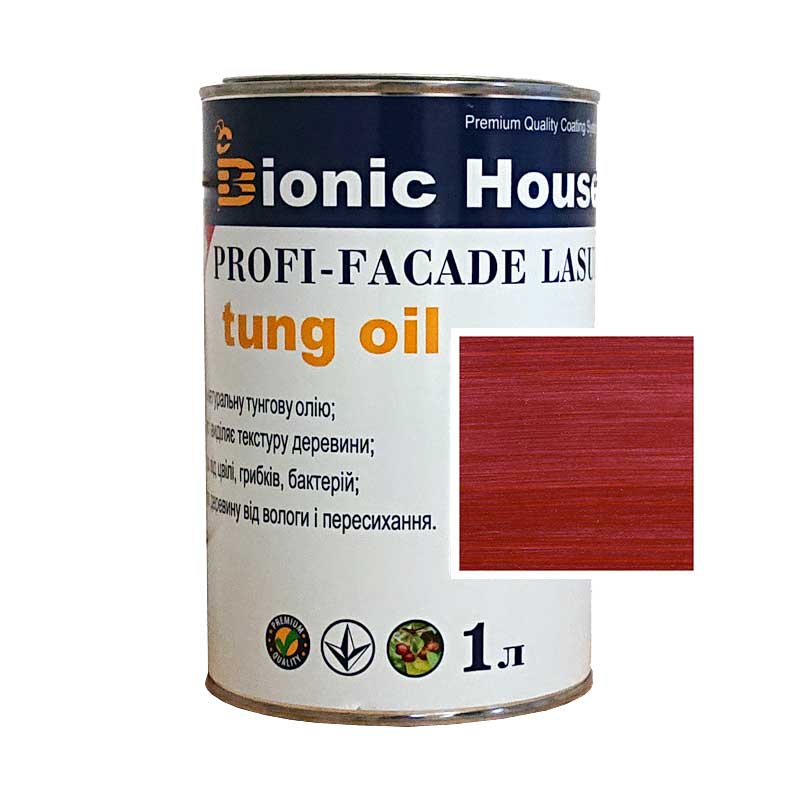 

Краска для дерева PROFI-FACADE LASUR tung oil 1л Вишня