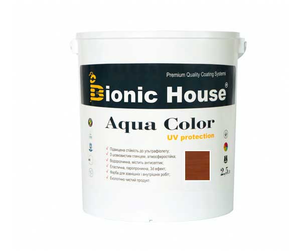 

Краска для дерева Bionic-House Aqua Color UV-protect 2,5л Каштан