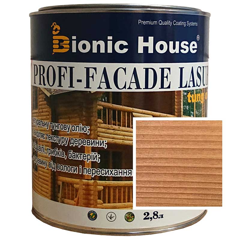 

Краска для дерева PROFI-FACADE LASUR tung oil 2,8л Клен