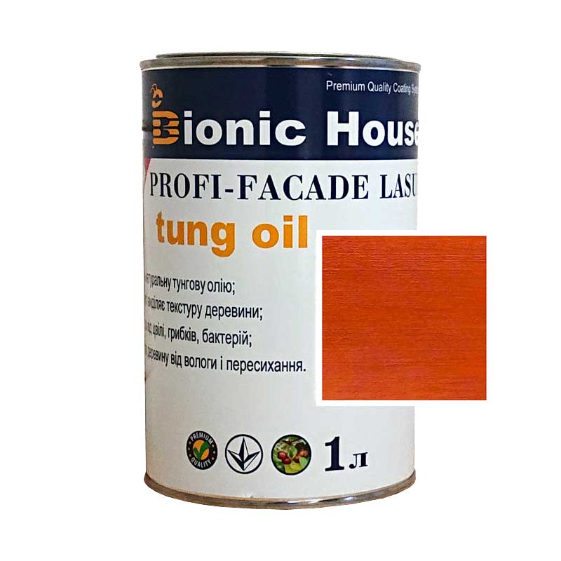 

Краска для дерева PROFI-FACADE LASUR tung oil 1л Махагон