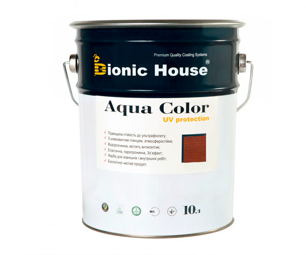 

Краска для дерева Bionic-House Aqua Color UV-protect 10л Марсала