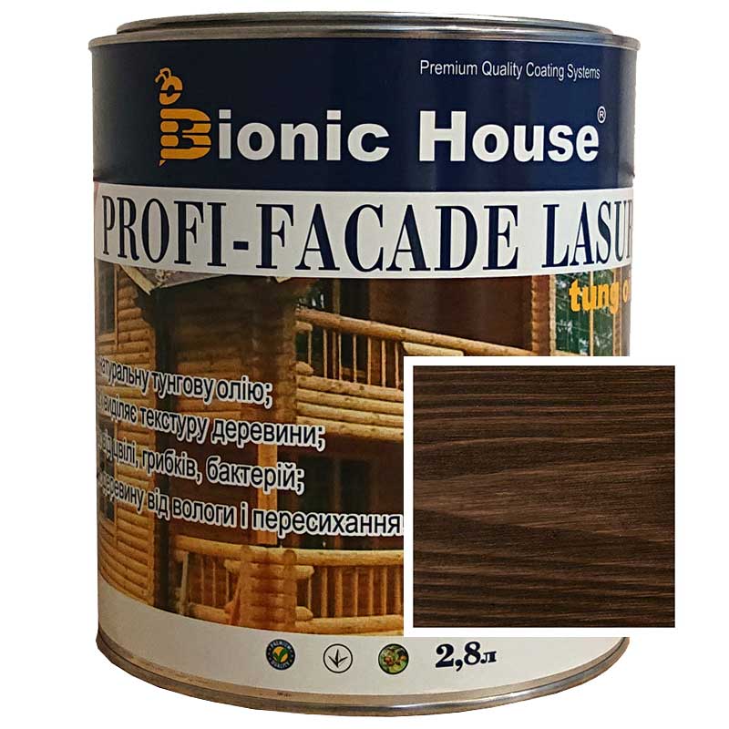 

Краска для дерева PROFI-FACADE LASUR tung oil 2,8л Палисандр