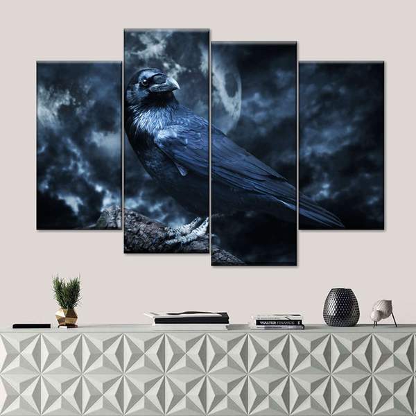 

Модульная картина из четырех частей Ночной ворон 129x90 см