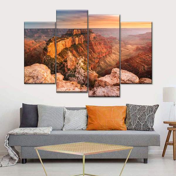 

Модульная картина из четырех частей Горная обрыв на закате 129x90 см