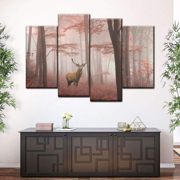 

Модульная картина из четырех частей Олень в осеннем тумане 89x56 см