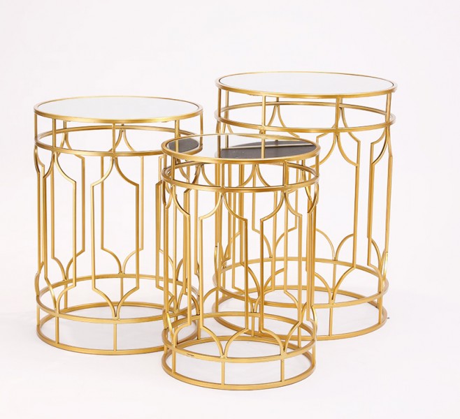 

Набор 3-х круглых журнальных столиков с зеркальной столешницей Present 60632 золотой