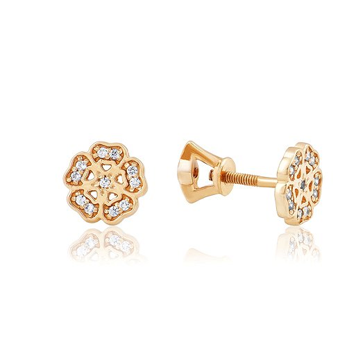 

Серьги из красного золота с куб. циркониями 314036