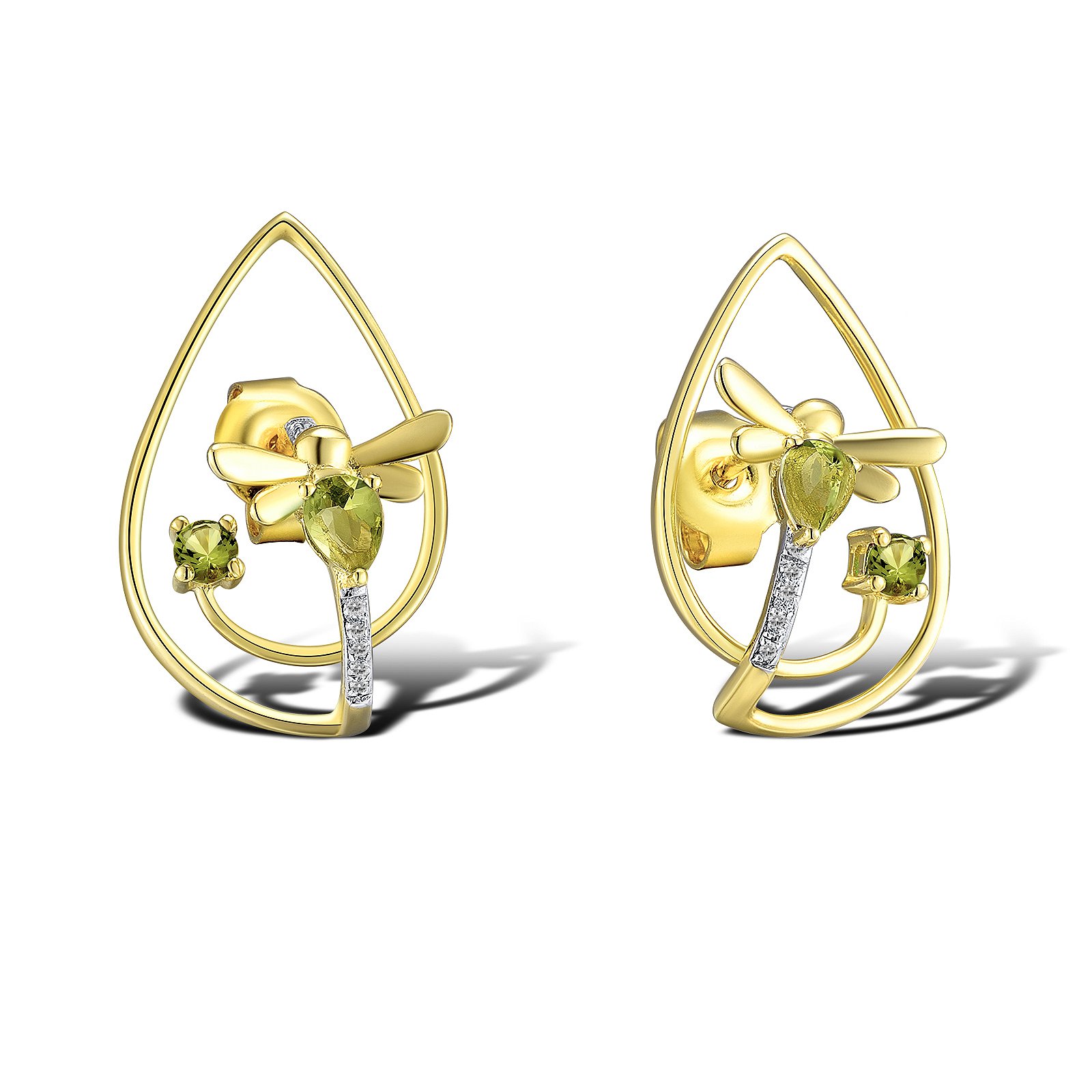 

Серьги из желтого золота с бриллиантами и перидотами 1554551
