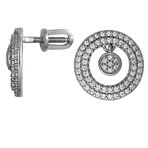 

Серьги из белого золота с куб. циркониями 078678