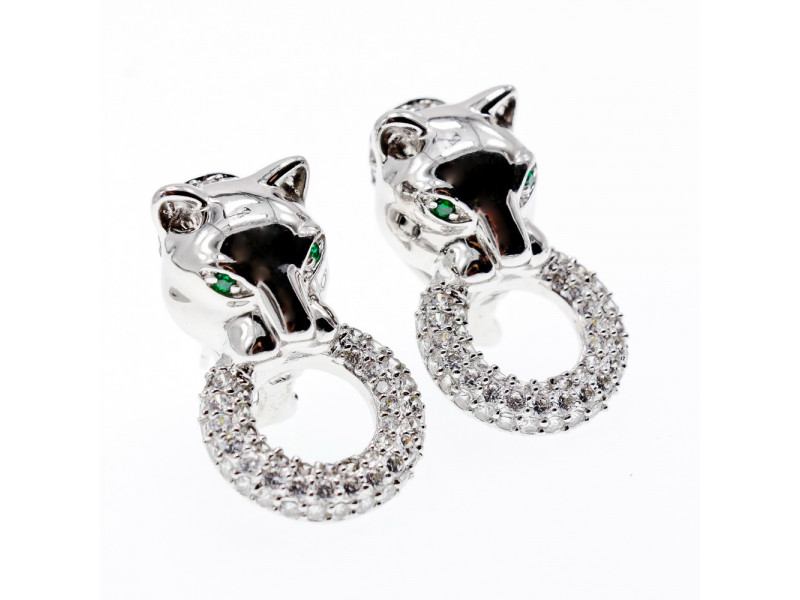 

Серебряные серьги с фианитами Пантера Натуральный Sky Jewelry 003114