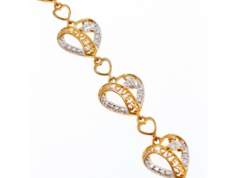 

Серебряный браслет в позолоте 925 пробы с фианитами *LOVE* Sky Jewelry 001409