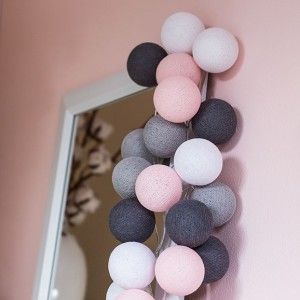 

Хлопковая гирлянда Pink-Grey 35 шариков в петле 3,54 м