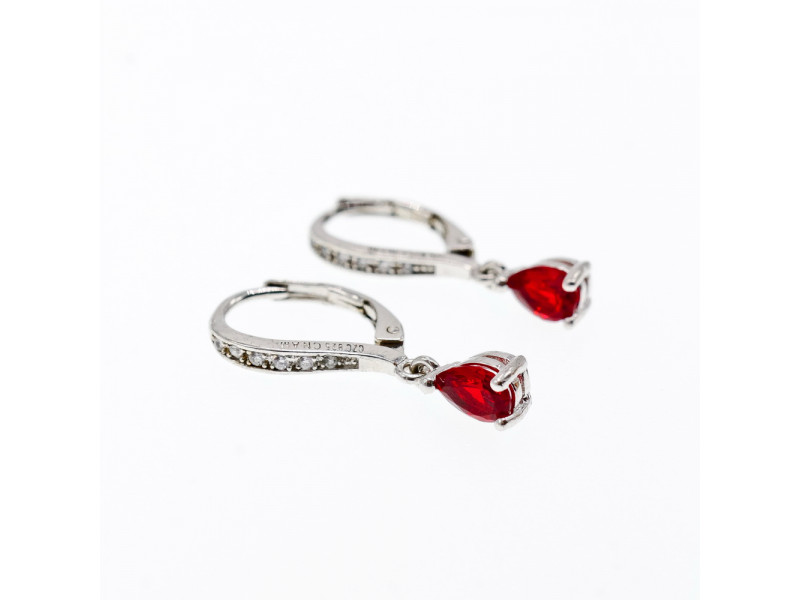

Серебряные серьги с рубином и фианитами Искусственный Sky Jewelry 002984