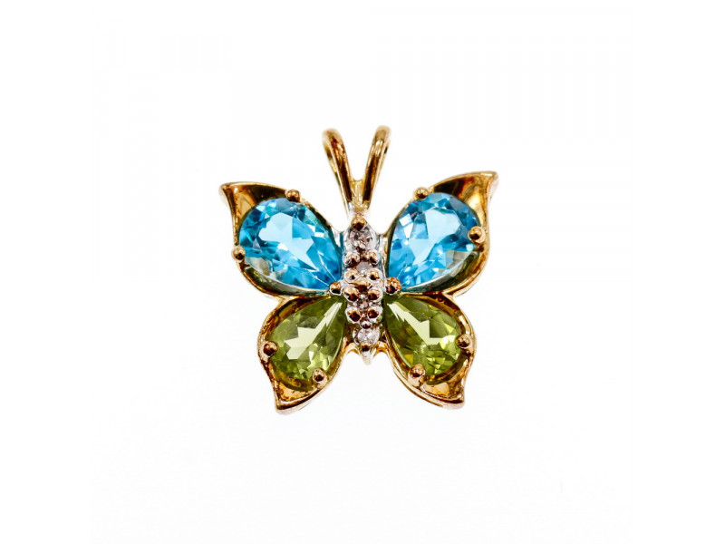 

Золотой кулон 14К (585 проба) с Топазом Перидотом и бриллиантами *Бабочка* Sky Jewelry 001236