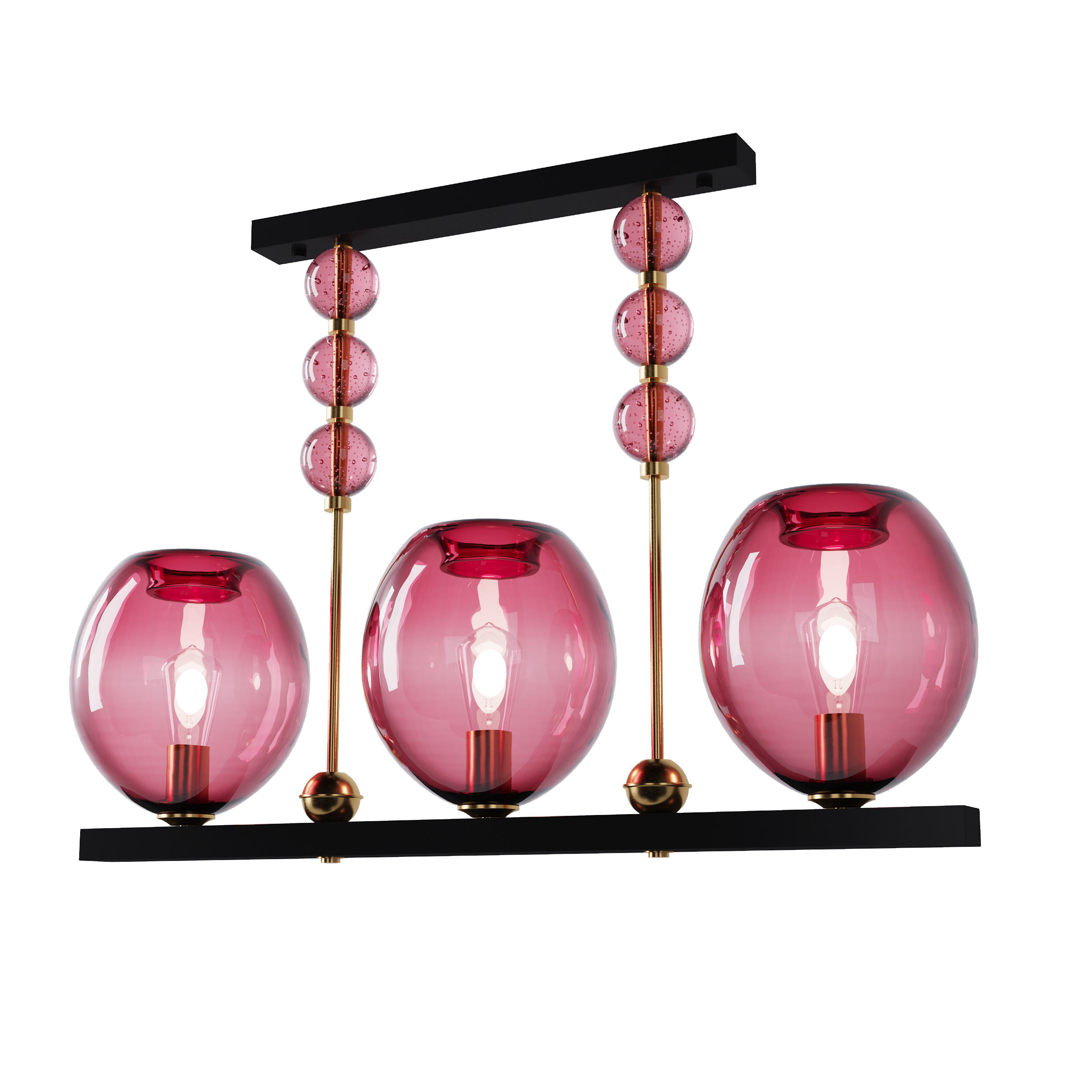 

Подвесная люстра для гостиной, спальни, кафе, офиса Colourglass UP 12101-3 стекло бордовый/латунь коричневый PikArt
