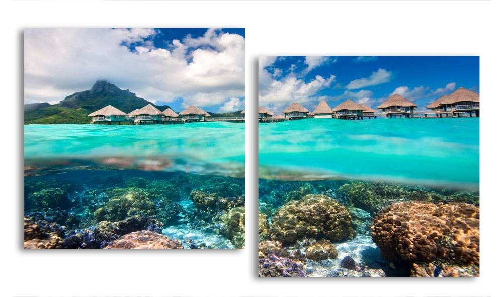 

Модульная картина LaPrint Океан и бунгало 130х70 см