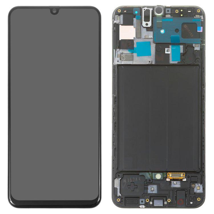 

Дисплей для Samsung A505 Galaxy A50, чорний, із сенсорним екраном, з рамкою, Original, сервісне опаковання, #GH82-19204A