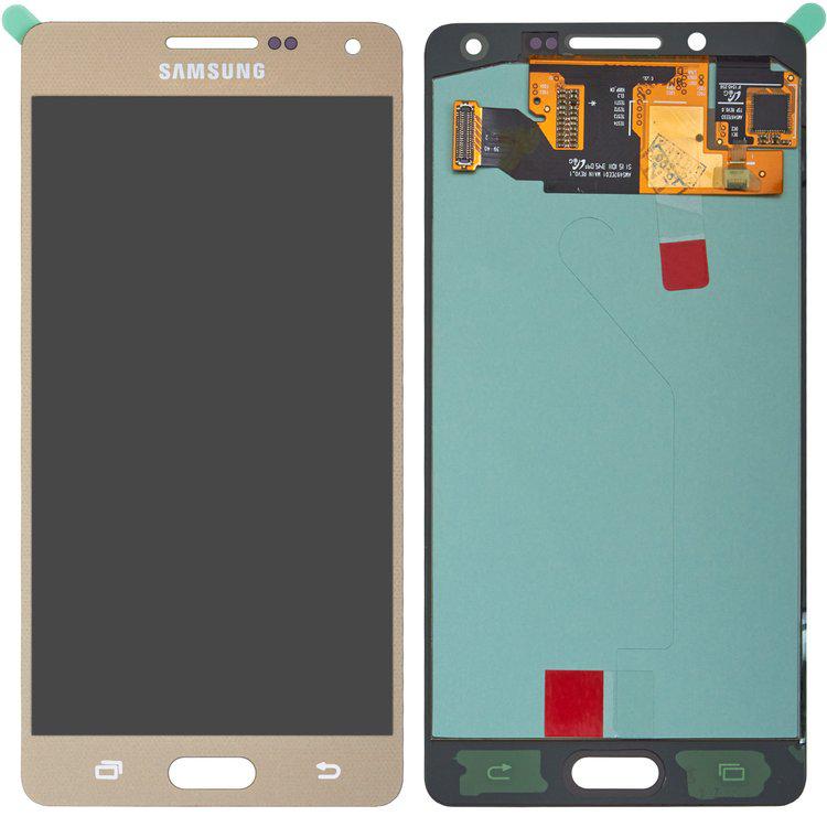 

Дисплей для Samsung A500 Galaxy A5, золотистий, із сенсорним екраном, оригінал (переклеєне скло)