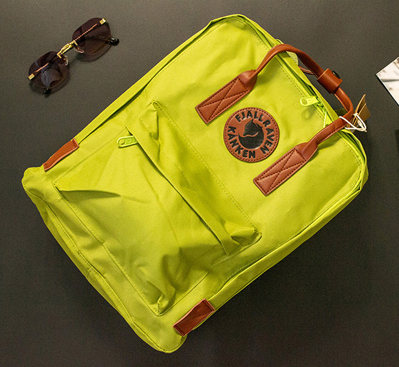 

Рюкзак Fjallraven Kanken leather с кожаными ручками цвет салатовый