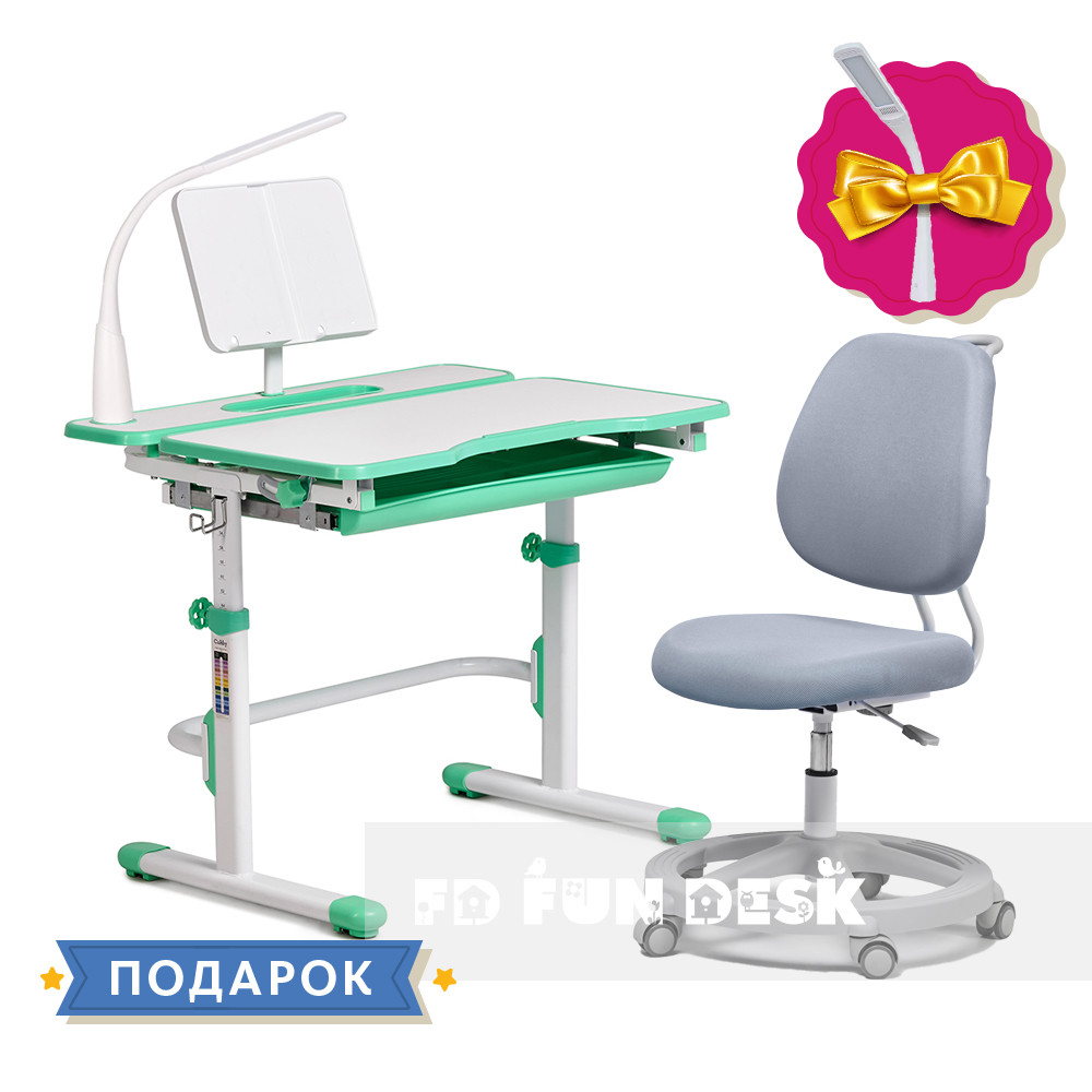 

Комплект растущая парта Cubby Fressia Green + эргономичное кресло FunDesk Pratico Grey