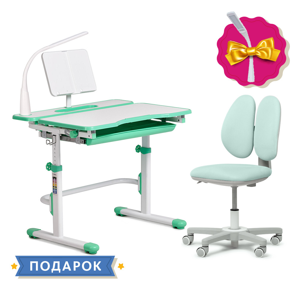 

Комплект pастущая парта Cubby Fressia Green + эргономичное кресло Fundesk Mente Dark Green