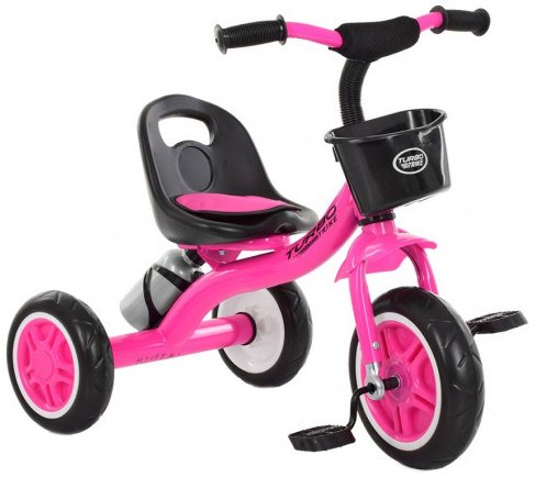 

Детский трехколесный велосипед Turbo Trike Pink с корзинкой и бутылочкой M 3197-M-2 малиновая