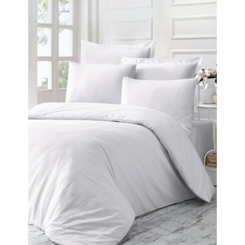 

Комплект постельного белья Без бренда Сатин-страйп Lux 150х215х2 White Premium