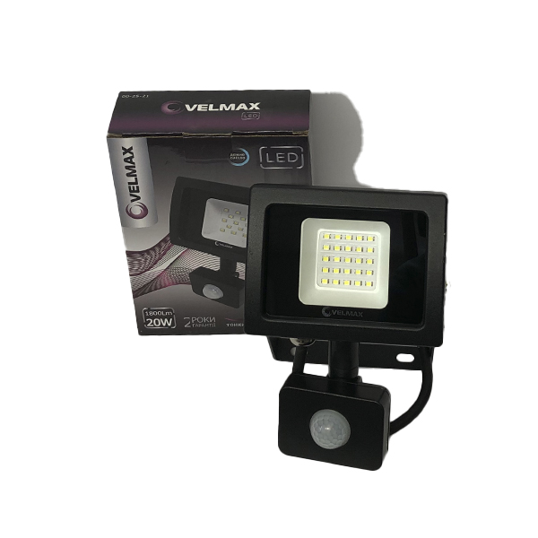 

LED прожектор Velmax Датчик движения ИК, 20W, 1800Lm, 6200К (4427)