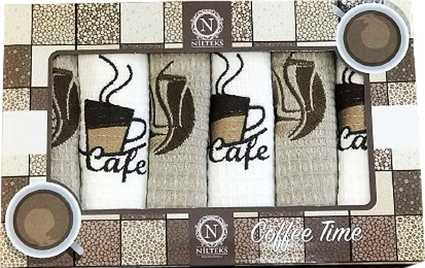 

Набор кухонных полотенец Nilteks Coffee Time V10 40х60 6 шт (ts-6001056)