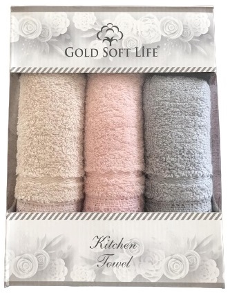 

Набор кухонных полотенец Gold Soft Life V03 Кружево Махра 30х50 3 шт (ts-02598)