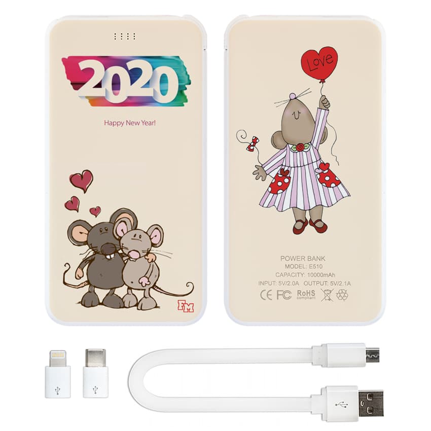 

FM Новогодняя УМБ (повербанк) с принтом Happy New Year 10000 mAh (E510-43)