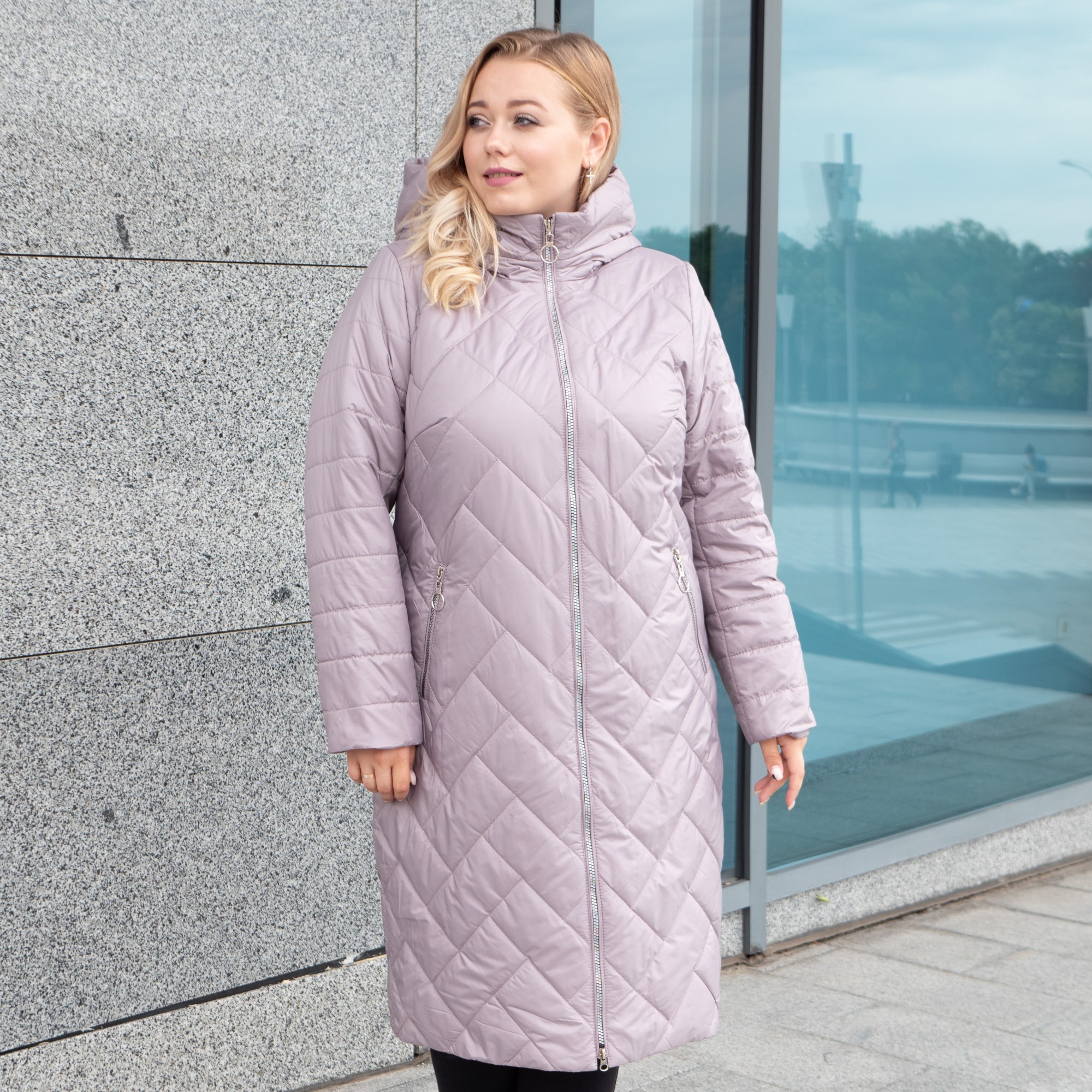 

Куртка женская осень-весна большого размера UF-Fashion Паркет -ad 50 жемчужный