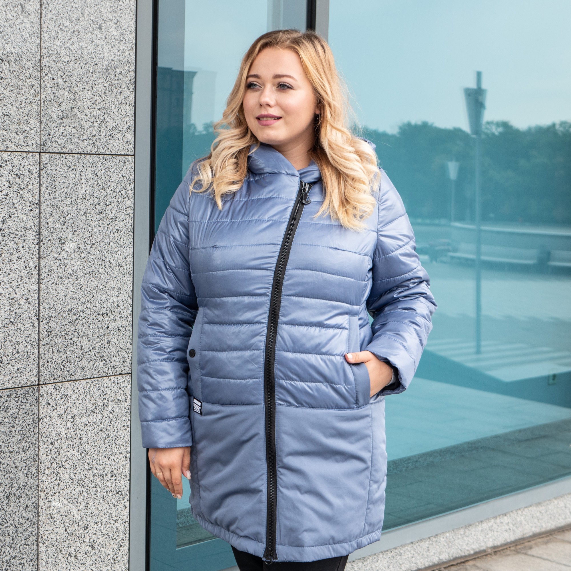 

Осенняя женская куртка большого размера UF-fashion Марта- sk  голубой, Осенняя женская куртка большого размера UF-fashion Марта- sk 54 голубой